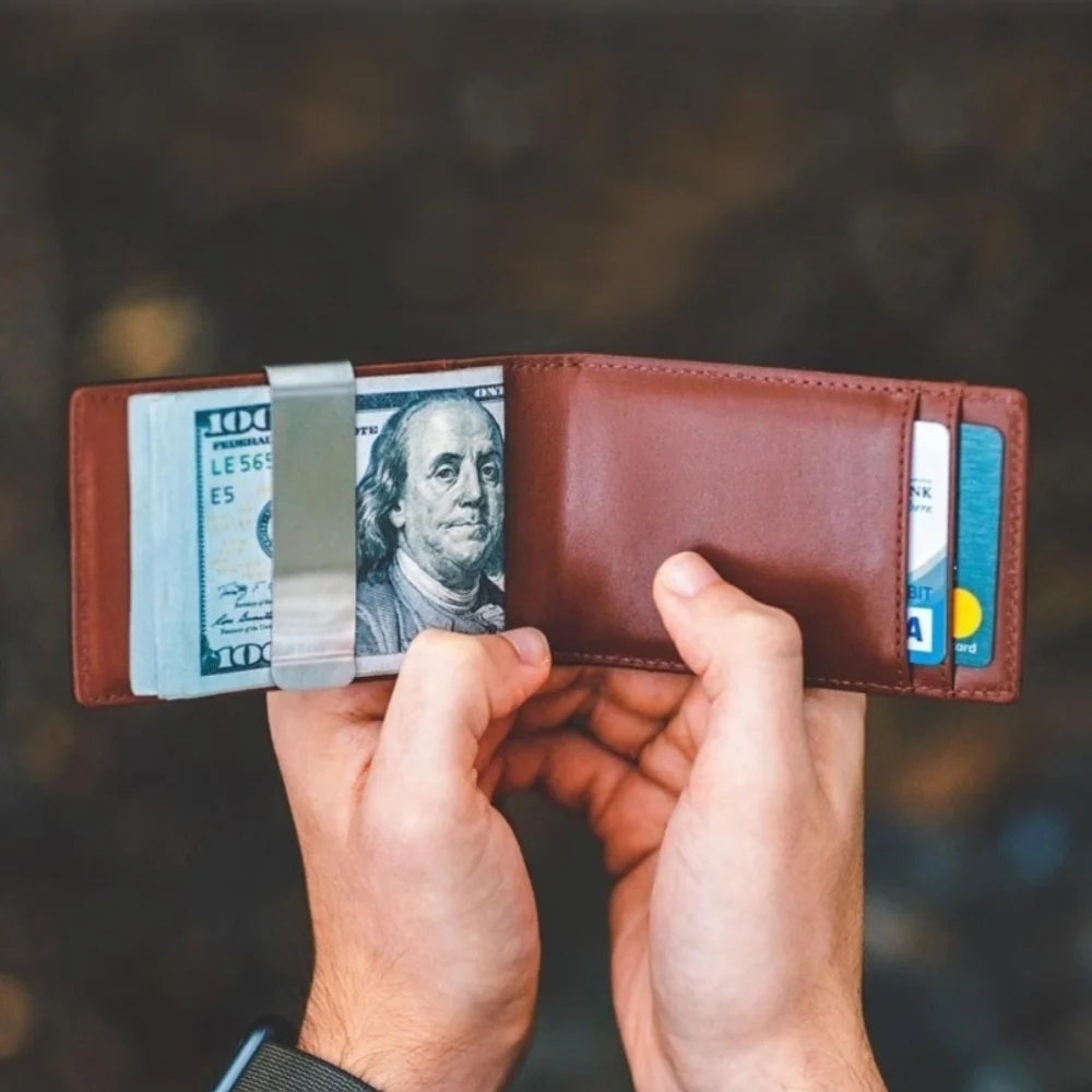 Brown Leather Money Clip